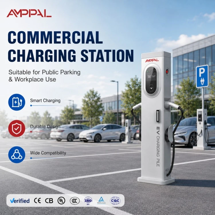 22kW Slim Tower AC EV Charger for Residential & Commercial Properties